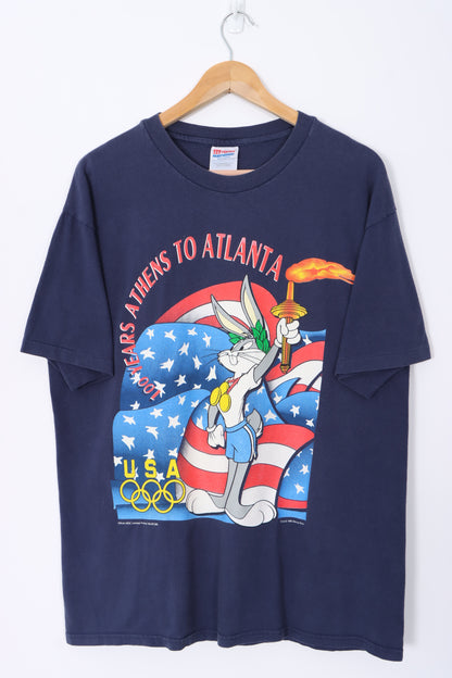 LOONEY TUNES Bugs Bunny 1995 Olympics Team USA Single Stitch T-Shirt (L)