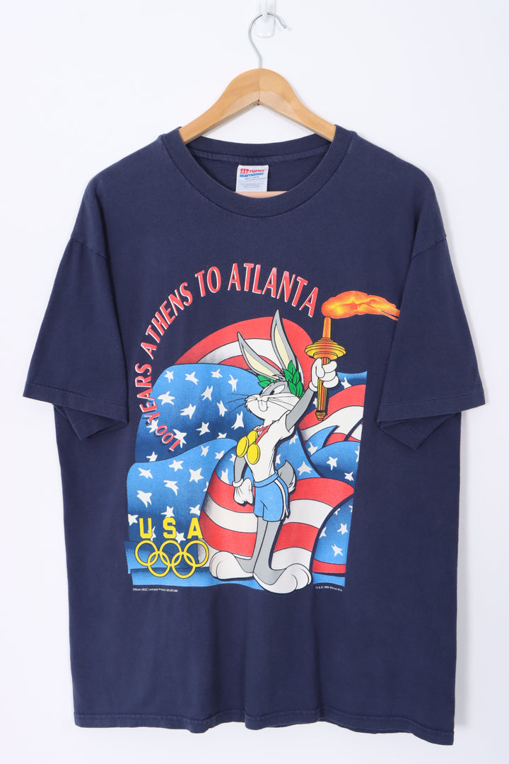 LOONEY TUNES Bugs Bunny 1995 Olympics Team USA Single Stitch T-Shirt (L)