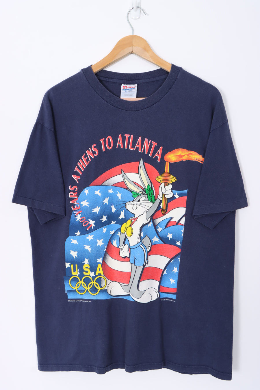 LOONEY TUNES Bugs Bunny 1995 Olympics Team USA Single Stitch T-Shirt (L)
