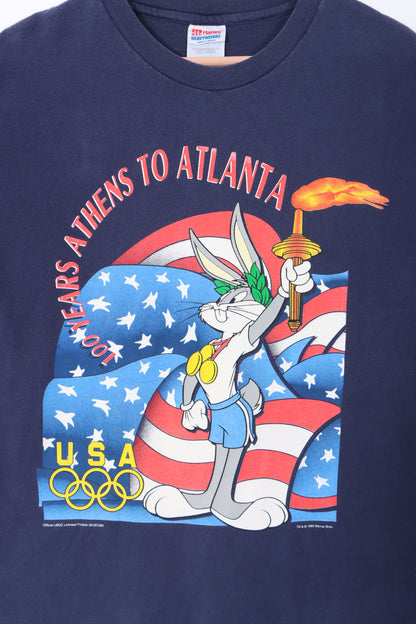 LOONEY TUNES Bugs Bunny 1995 Olympics Team USA Single Stitch T-Shirt (L)
