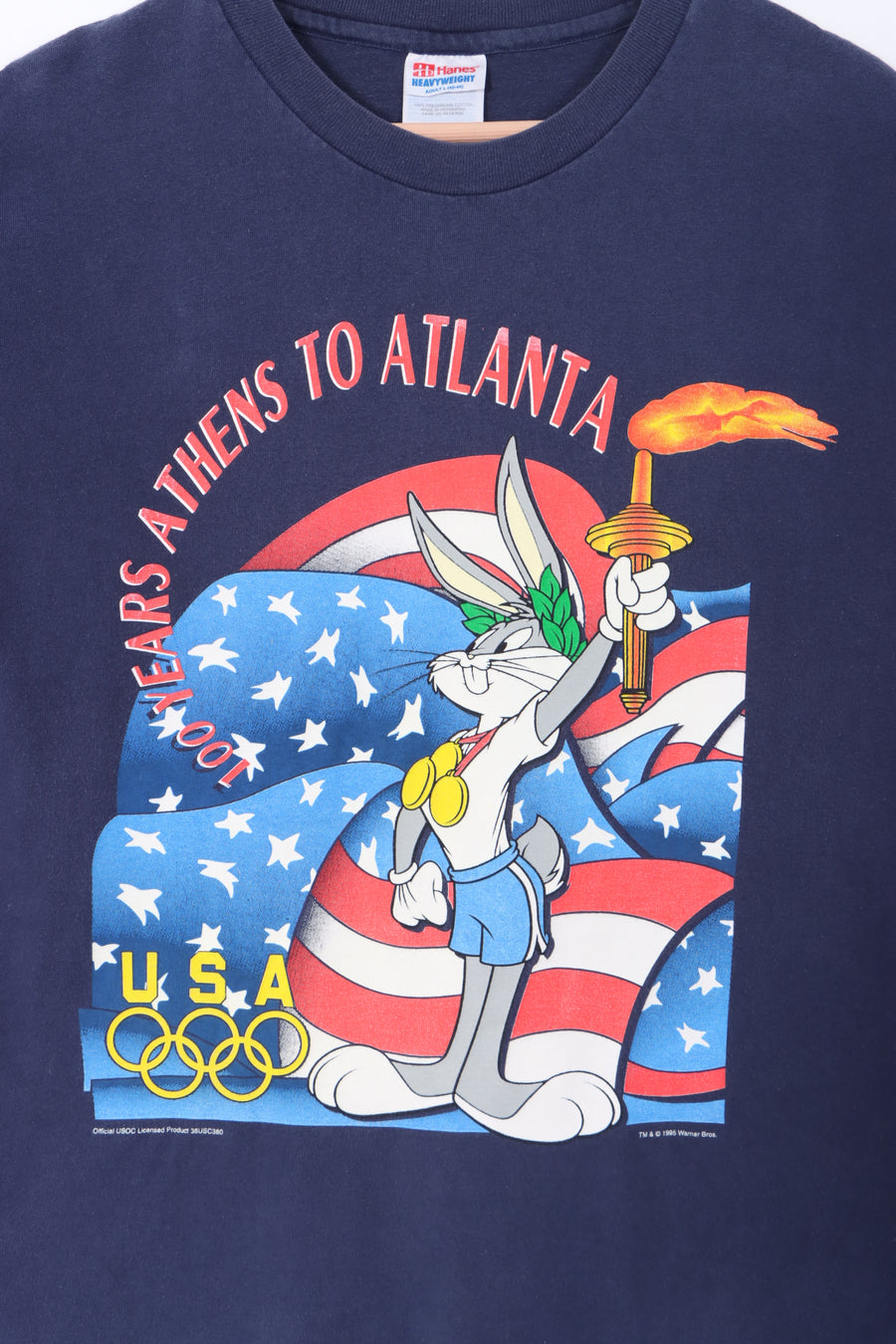 LOONEY TUNES Bugs Bunny 1995 Olympics Team USA Single Stitch T-Shirt (L)