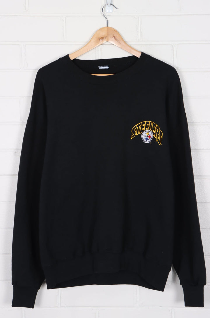NFL Pittsburgh Steelers Embroidered Logo Black Sweatshirt (L)
