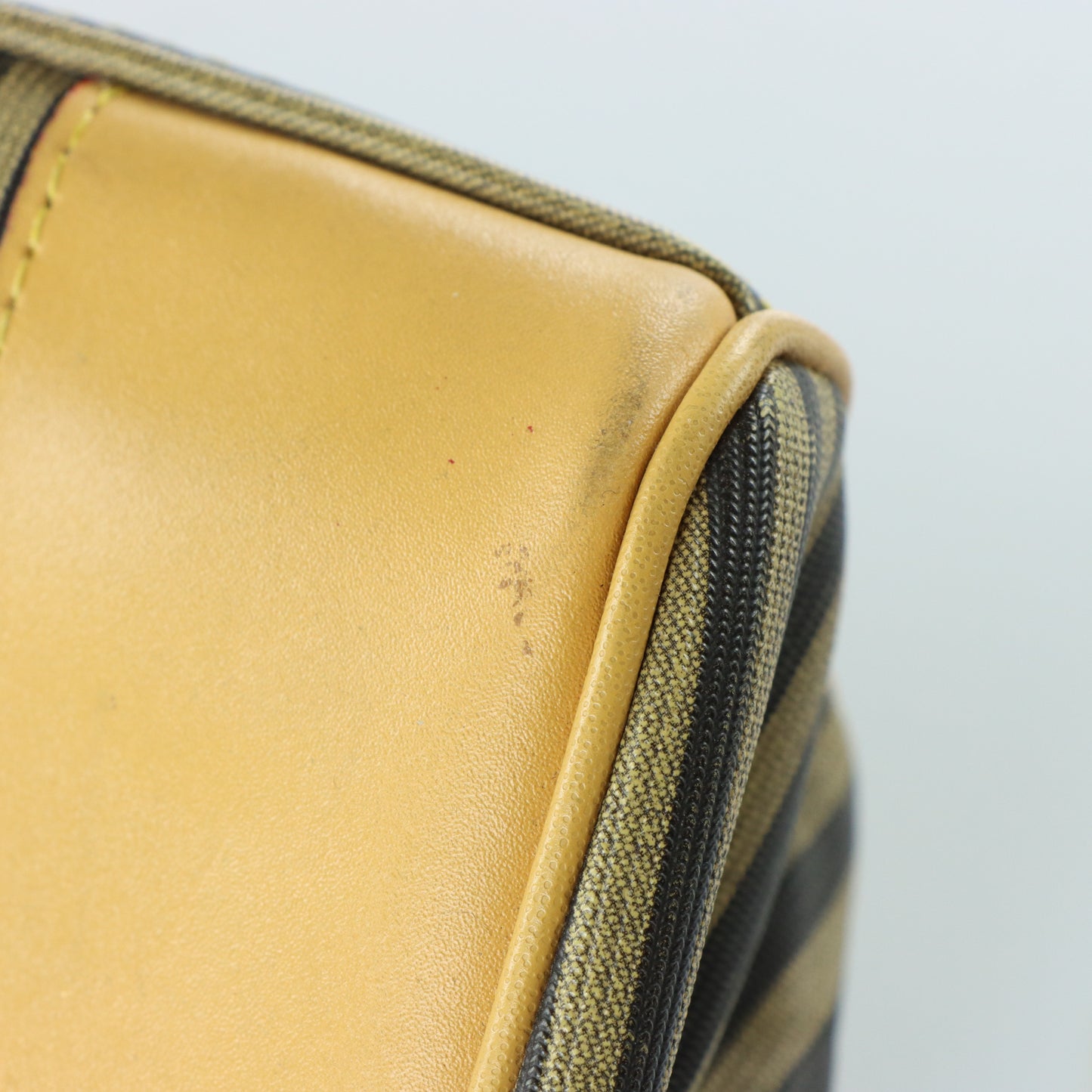 FENDI Italian Made Vintage Brown Striped Leather Crossbody Satchel