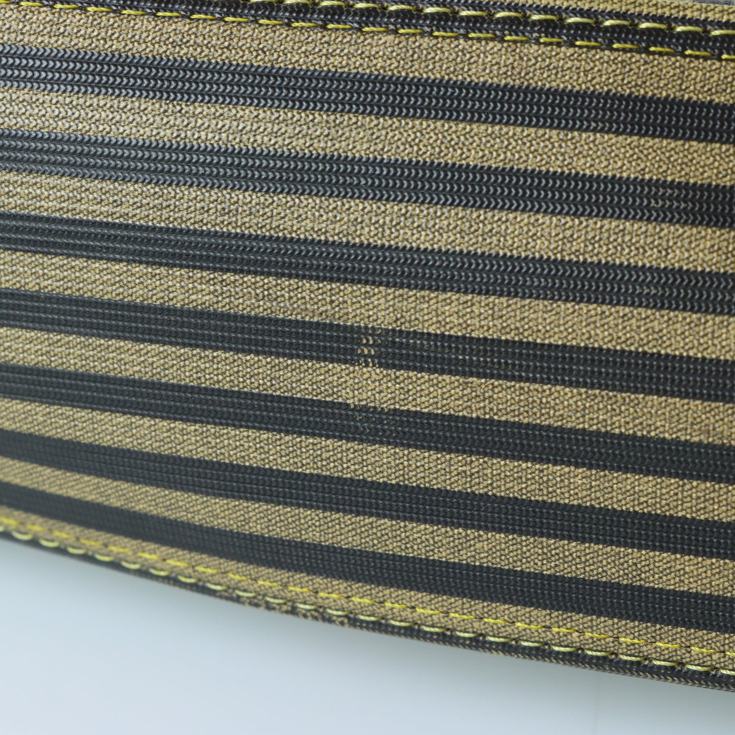 FENDI Italian Made Vintage Brown Striped Leather Crossbody Satchel