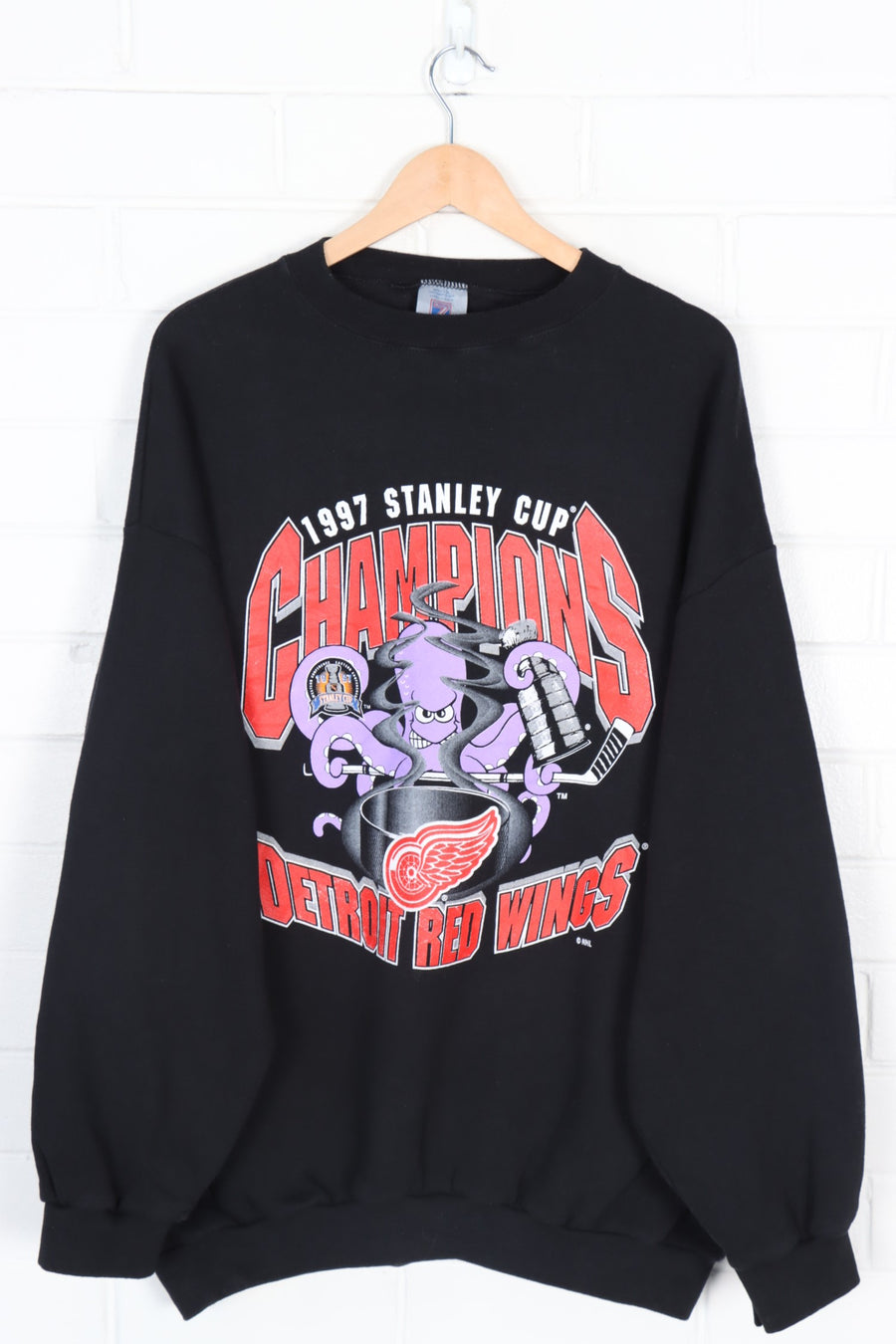 1997 Vintage Stanley NHL Redwings Hockey Logo 7 Sweatshirt USA Made (XXXL)
