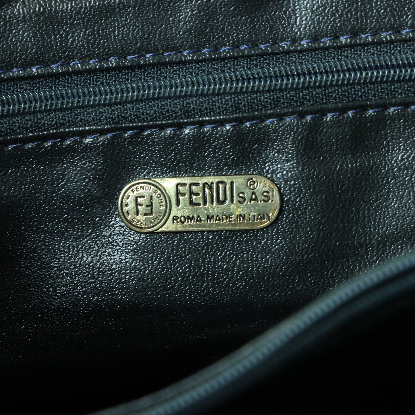FENDI Italian Made Vintage Brown Striped Leather Crossbody Satchel
