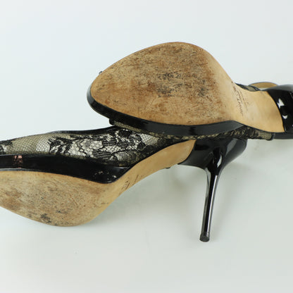 JIMMY CHOO Lace Peep-Toe Italy Made Pump Heels (37)