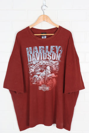 HARLEY DAVIDSON Southern Devil Motor Cycle Maroon T-Shirt (4XL)