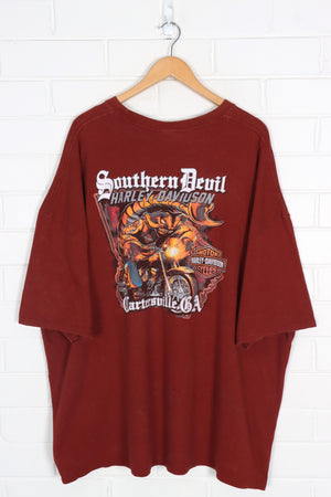 HARLEY DAVIDSON Southern Devil Motor Cycle Maroon T-Shirt (4XL)
