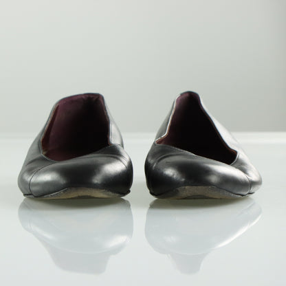 CHANEL Black & Gold 'CC' Logo Classic Ballet Flats (36.5)