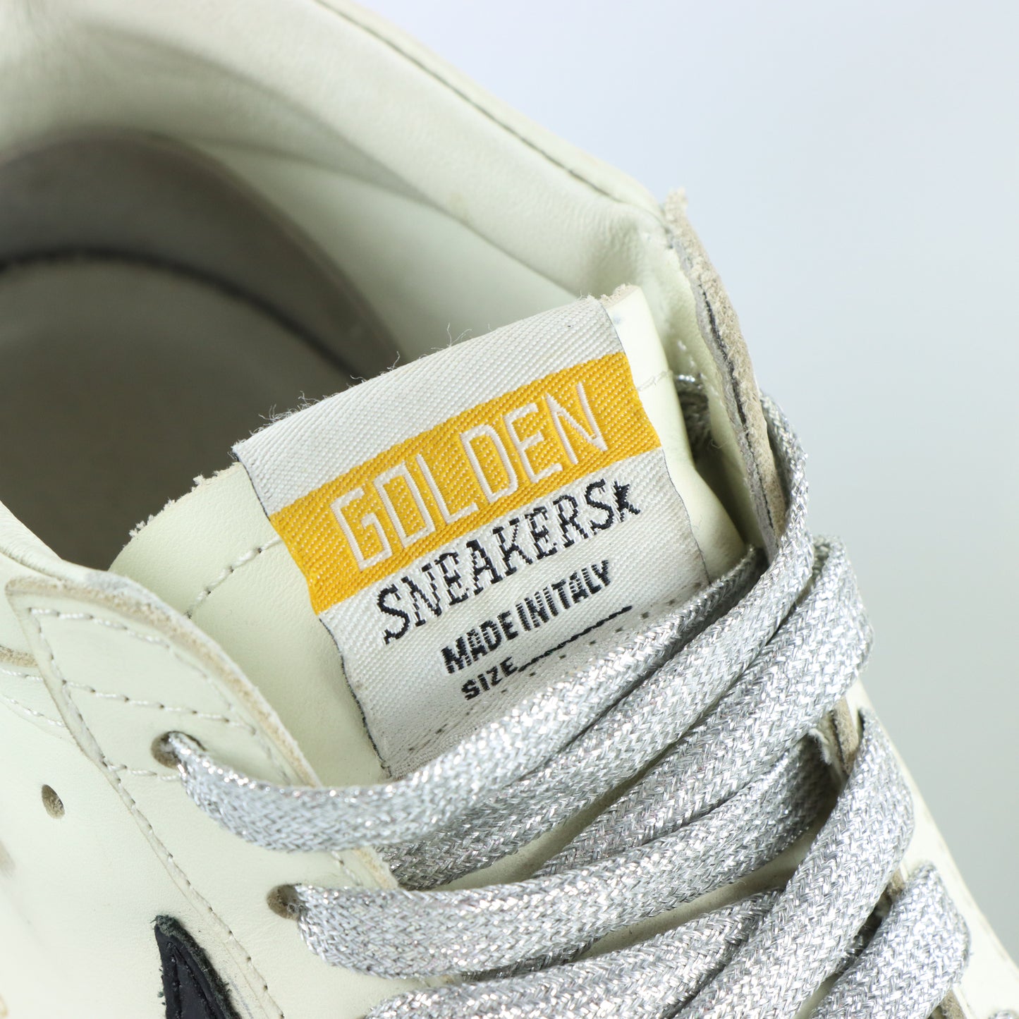 GOLDEN GOOSE Mid Star Glitter Laced Distressed Mid Top Sneakers Italian Made (Women's 8)