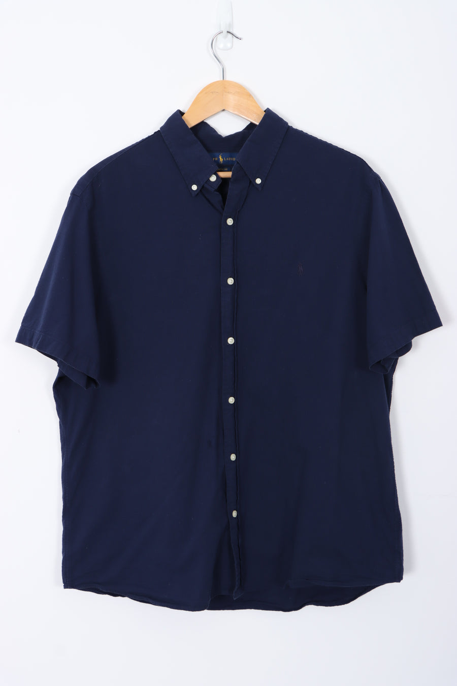 RALPH LAUREN 'Untucked Fit' Navy Short Sleeve Shirt (XL)