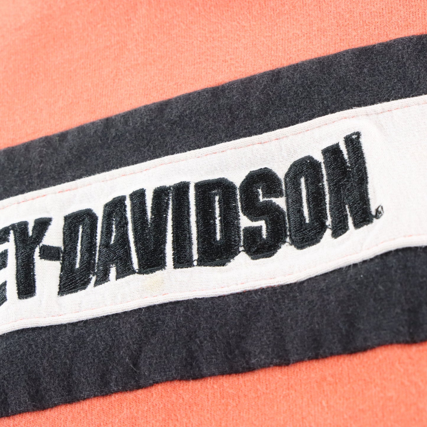 Vintage HARLEY DAVIDSON Embroidered Spell Out Logo Orange Long Sleeve T-Shirt (XXL) ***COCO Vintage Sole Melbourne