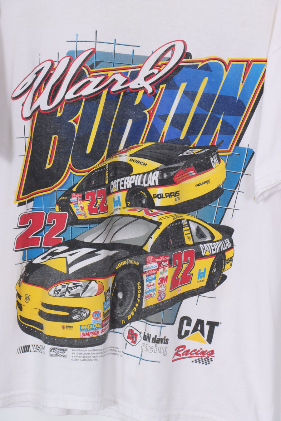 NASCAR Ward Burton #22 Car Racing Caterpillar Colourful Tee (L)