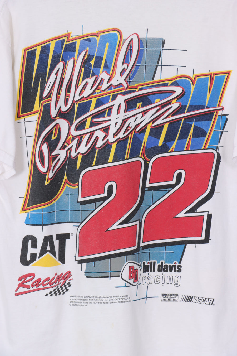 NASCAR Ward Burton #22 Car Racing Caterpillar Colourful Tee (L)