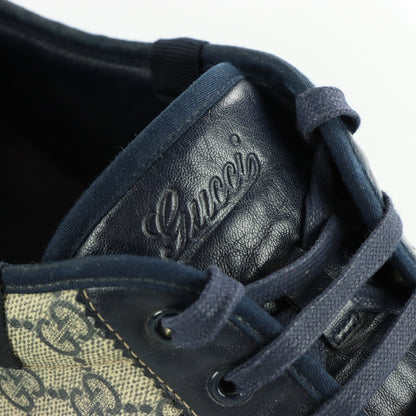 GUCCI Navy Suede & Beige GG Monogram Italian Made Sneakers (16)