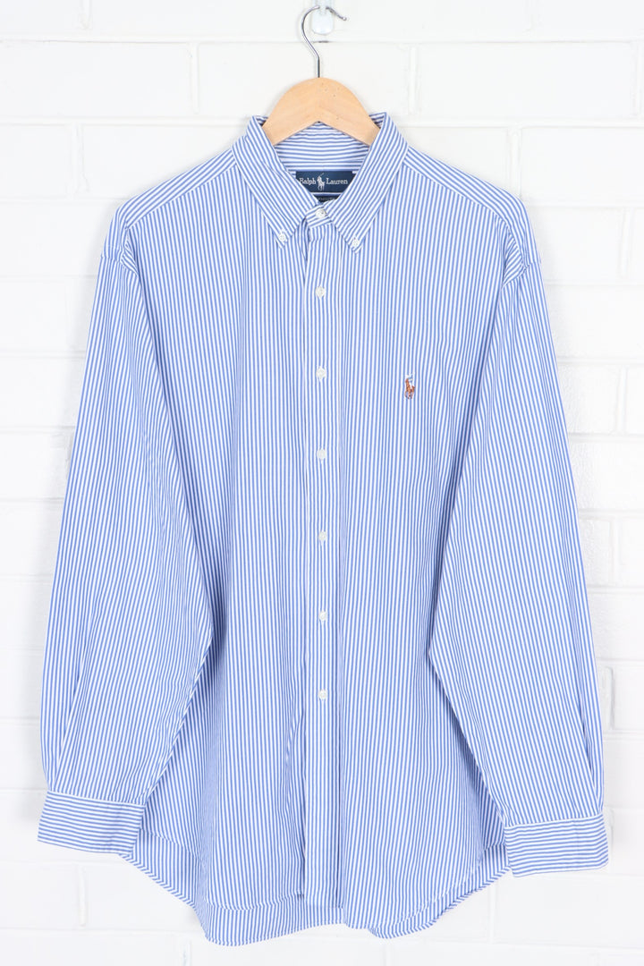 RALPH LAUREN 'Yarmouth' Blue Striped Button Up Shirt (2XL)