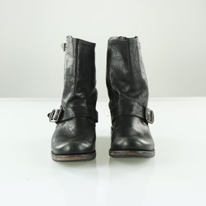 FRYE Veronica Black Leather Biker Moto Boot (40)