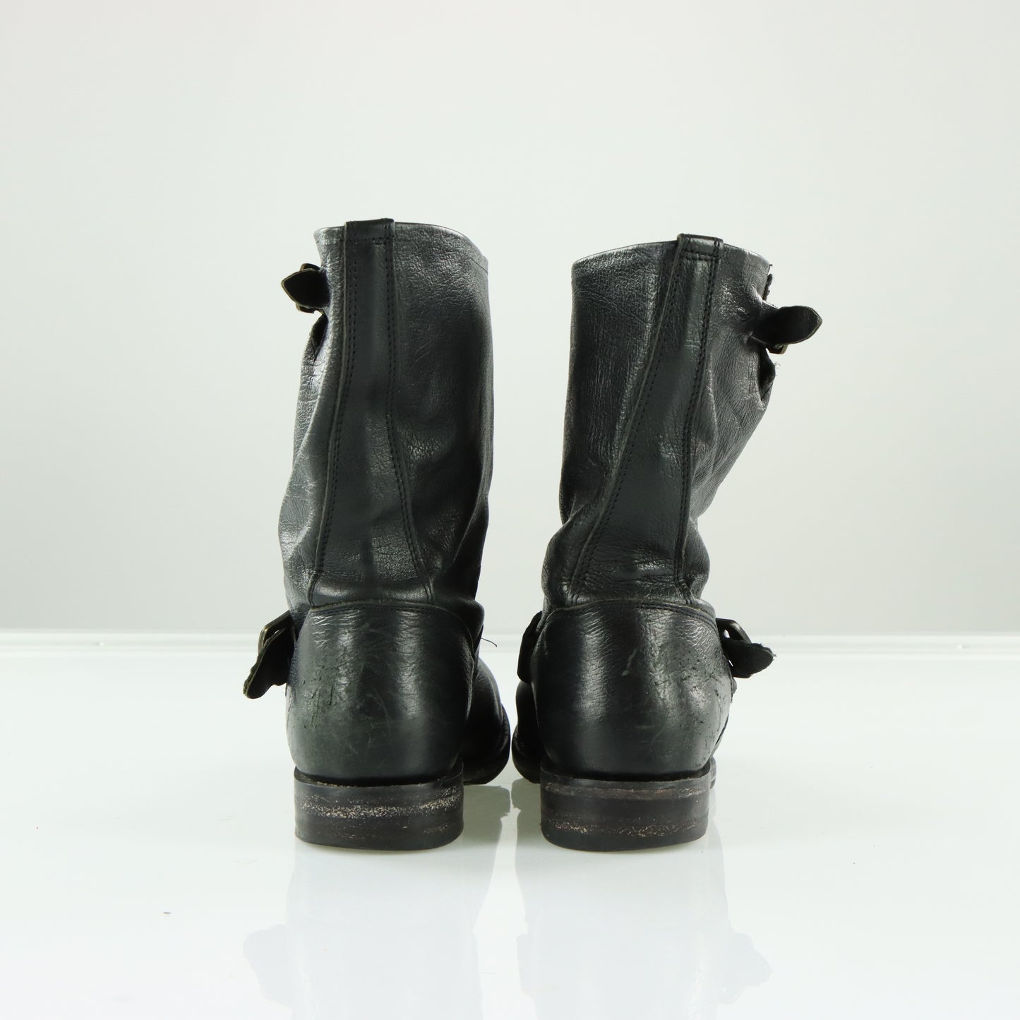 FRYE Veronica Black Leather Biker Moto Boot (40)