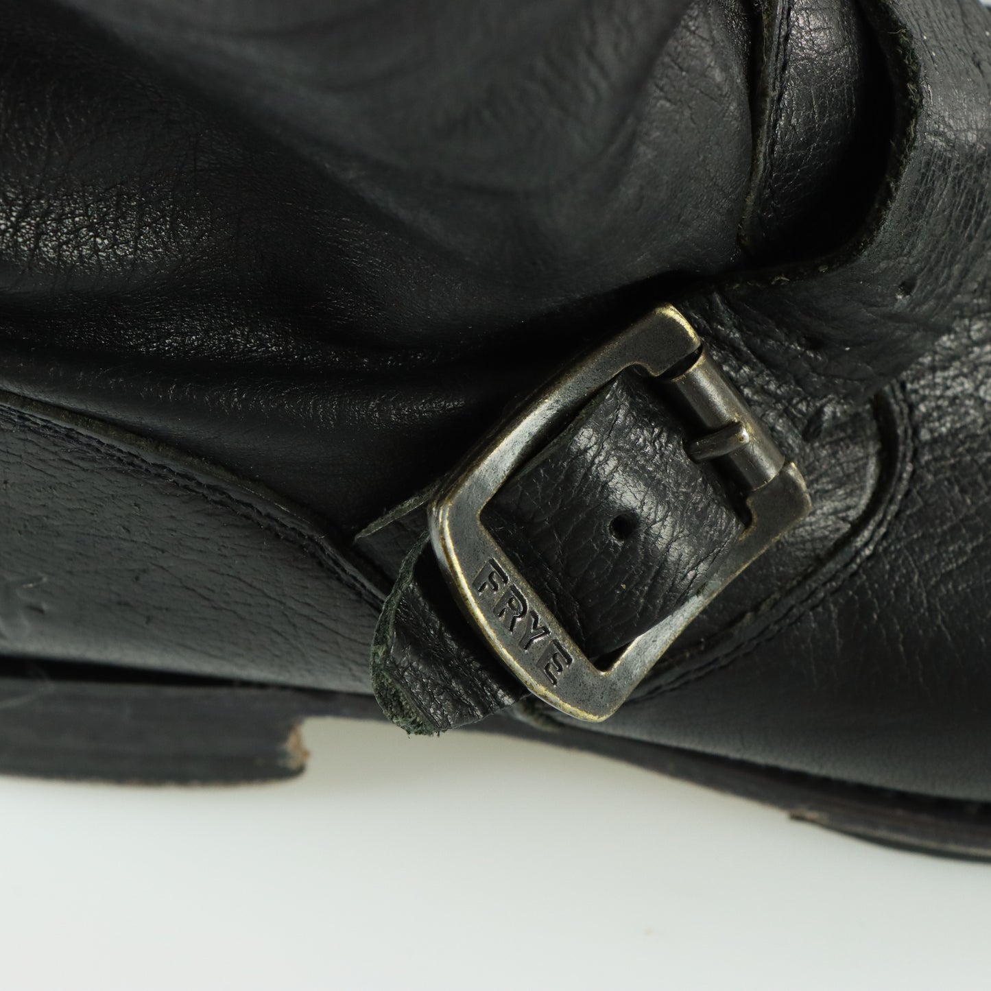 FRYE Veronica Black Leather Biker Moto Boot (40)