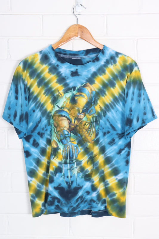 Vintage MARVEL 1999 Wolverine X-Men Blue & Yellow Tie-Dye Tee (XS-S)