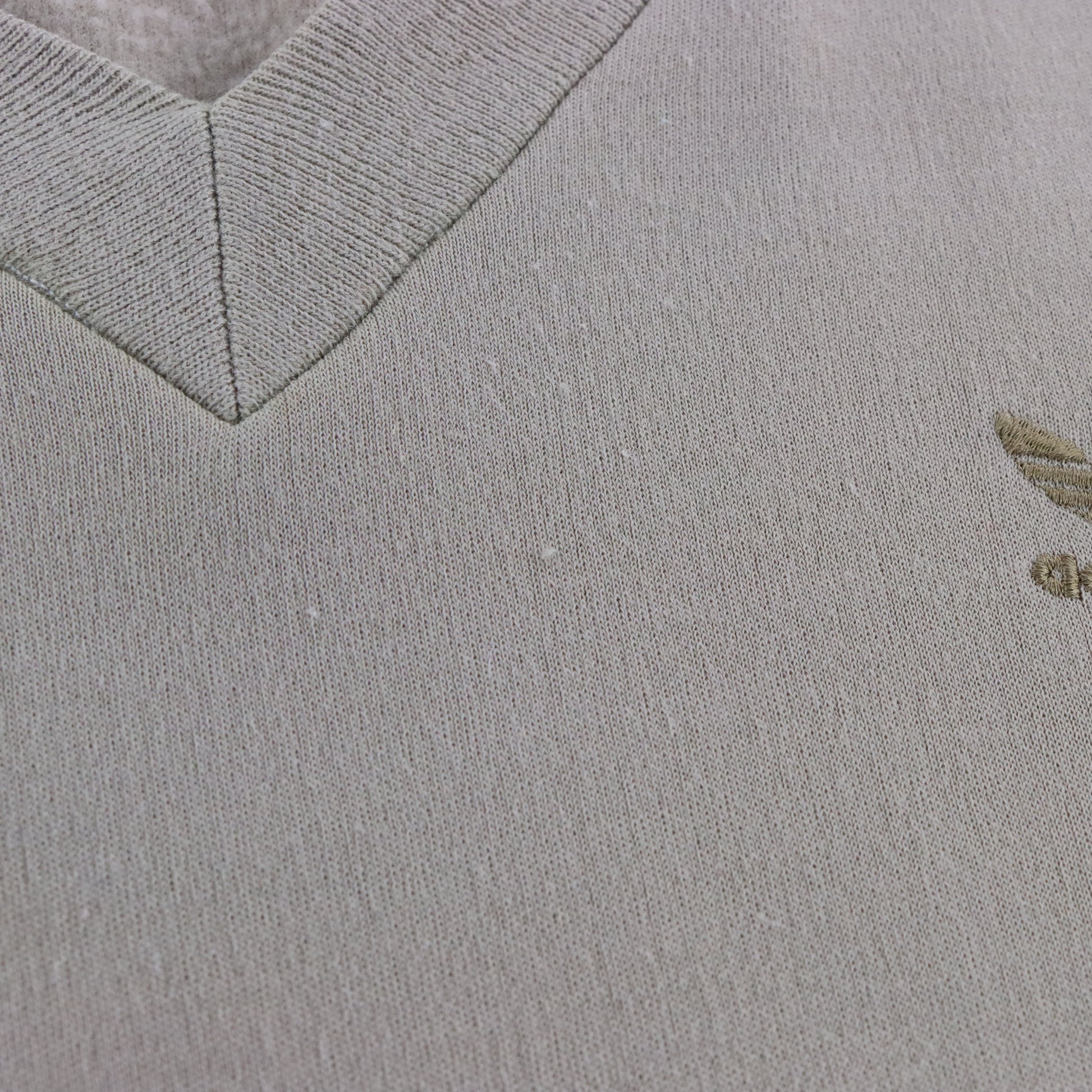 Vintage 80's ADIDAS Tan Embroidered Trefoil Logo V-Neck Sweatshirt (S) ***COCO Vintage Sole Melbourne