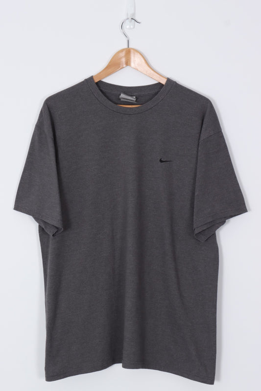 NIKE Grey & Black Embroidered Swoosh Classic Tee (L-XL)