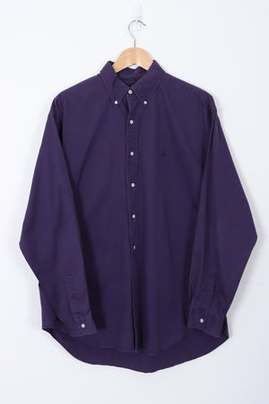 RALPH LAUREN 'Blake' Purple Cotton Long Sleeve Shirt (L)