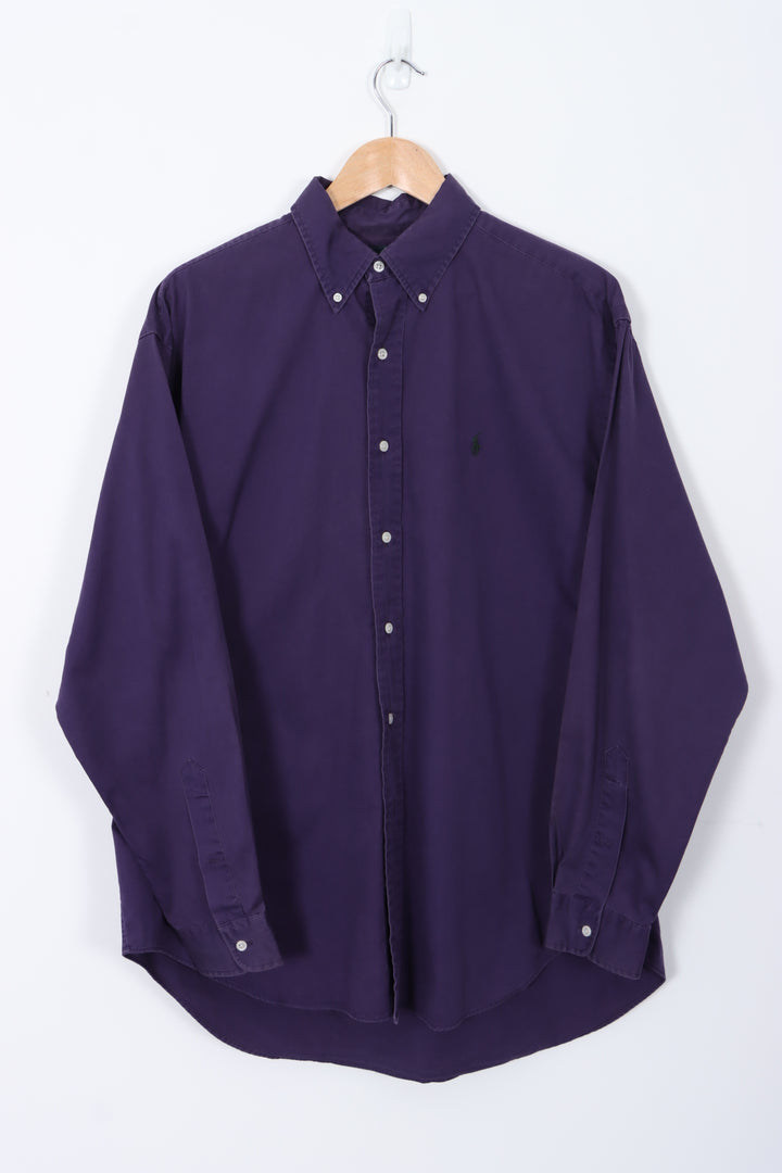 RALPH LAUREN 'Blake' Purple Cotton Long Sleeve Shirt (L)