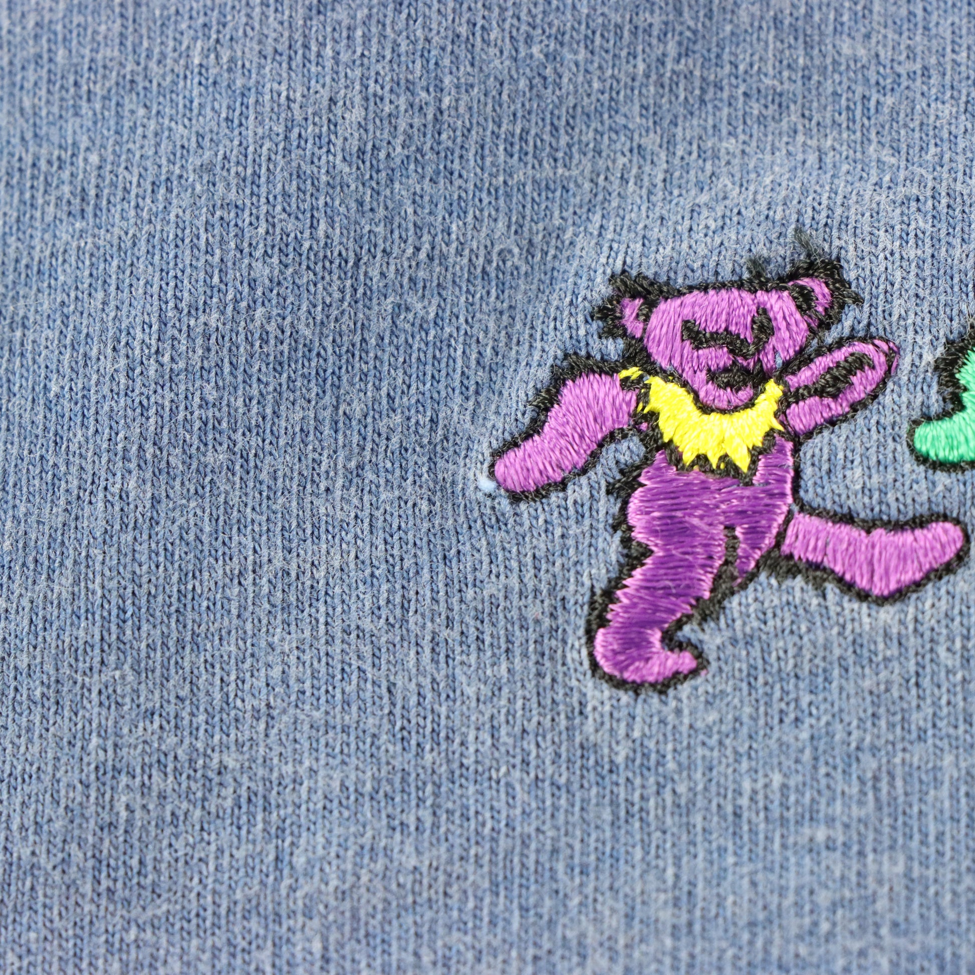 Vintage Grateful Dead Colourful Embroidered Dancing Bears USA Made Blue T-Shirt (XL TALL) ***COCO Vintage Sole Melbourne
