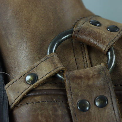 FRYE 'Wyatt' Harness Brown Motorcycle Ankle Boots (7-7.5)