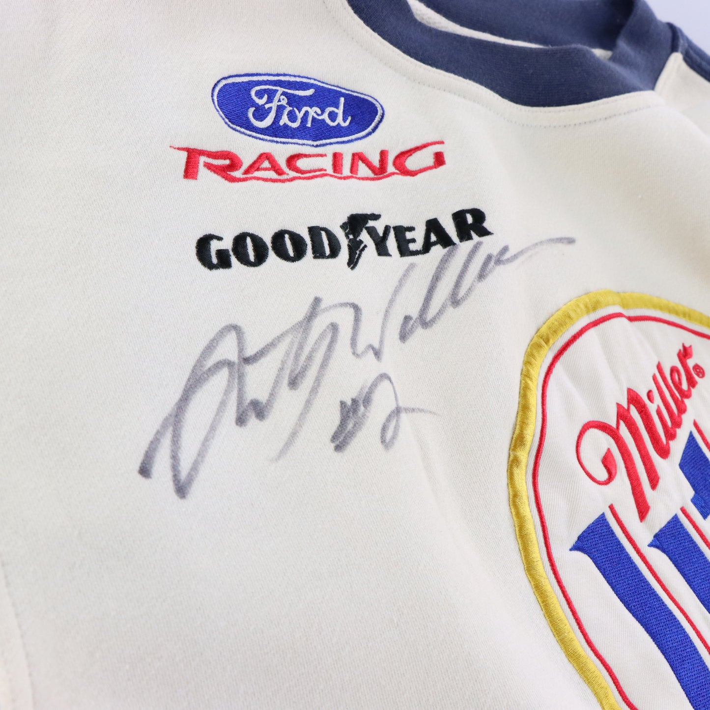 Vintage Signed Rusty Wallace NASCAR Racing x Miller Lite Embroidered Patch CHASE AUTHENTICS Sweatshirt (XL-XXL) ***COCO Vintage Sole Melbourne