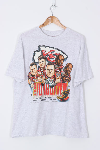 1995 VINTAGE NFL The Forgotten 5 Kansas City Chiefs Lineman T-Shirt (XL)