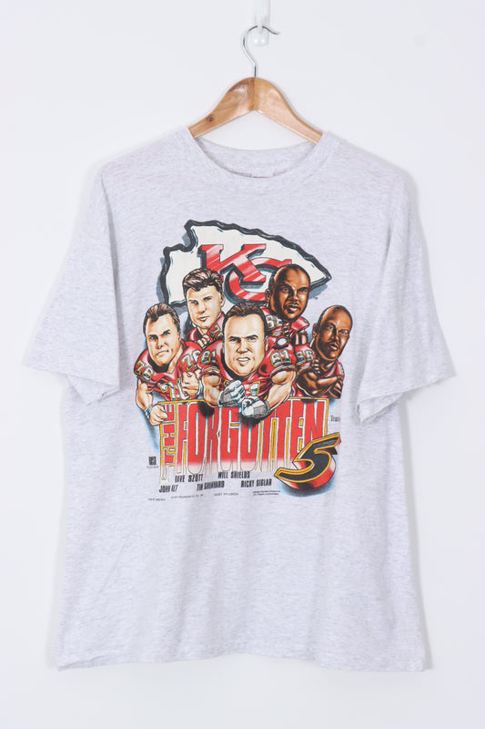 1995 VINTAGE NFL The Forgotten 5 Kansas City Chiefs Lineman T-Shirt (XL)