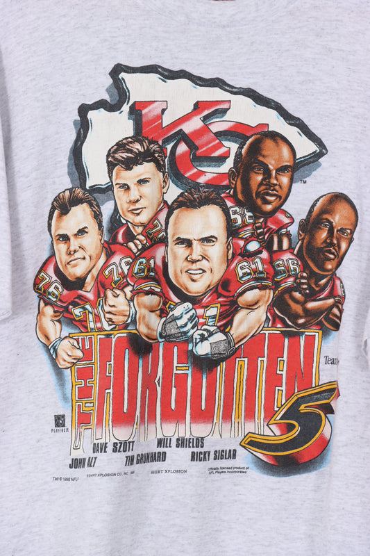 1995 VINTAGE NFL The Forgotten 5 Kansas City Chiefs Lineman T-Shirt (XL)