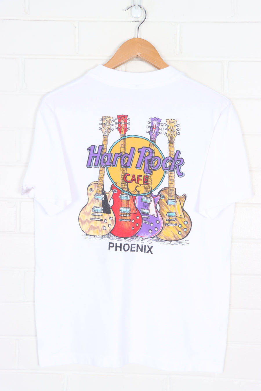 HARD ROCK CAFE Guitars Front Back Single Stitch T-Shirt USA Made (S-M)