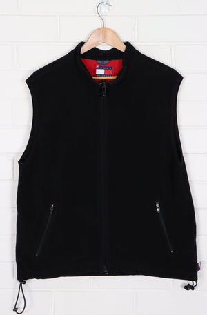 TOMMY HILFIGER Zip Pockets Black Fleece Vest (L)