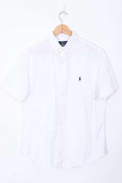 RALPH LAUREN 'Custom Fit' Short Sleeve White Shirt (M-L)