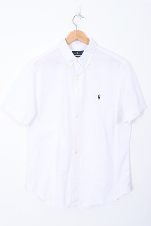 RALPH LAUREN 'Custom Fit' Short Sleeve White Shirt (M-L)