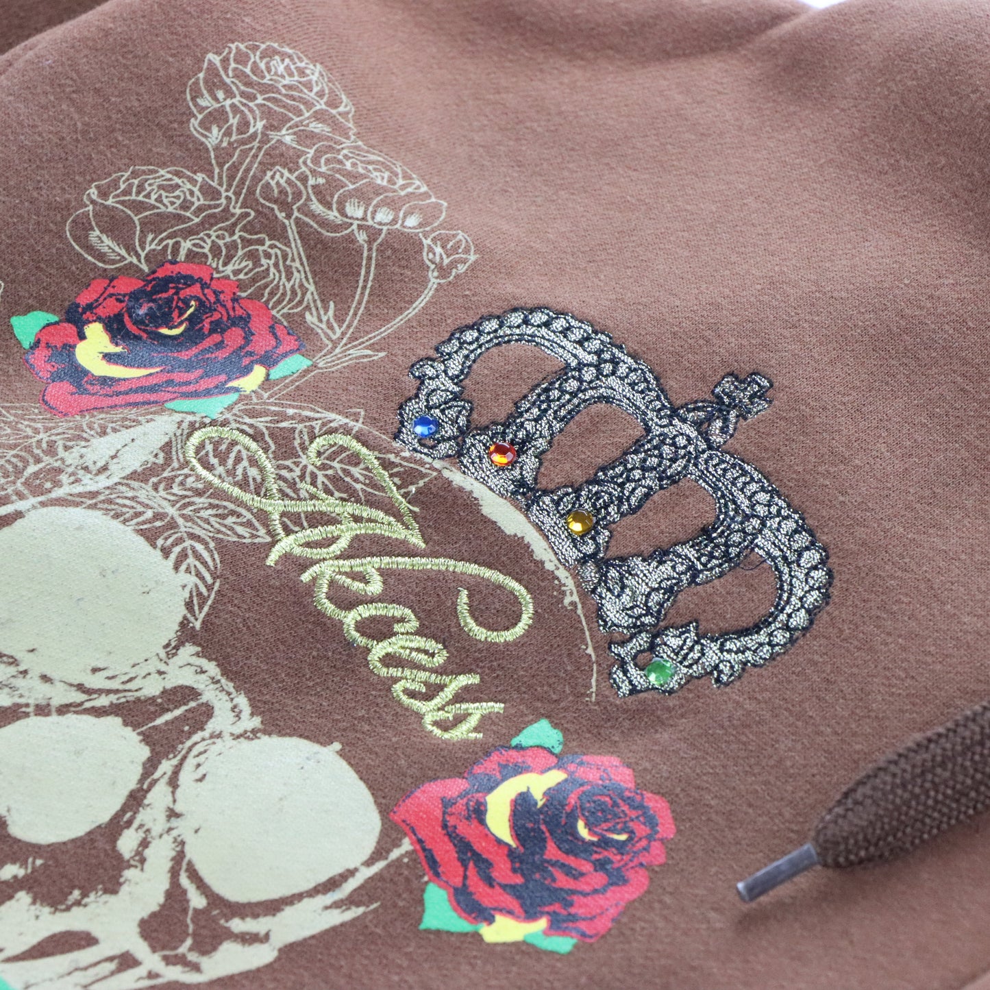 Vintage AKCESS Y2K Embelilshed Brown Hooded Sweatshirt *Aubs Vintage Sole Melbourne