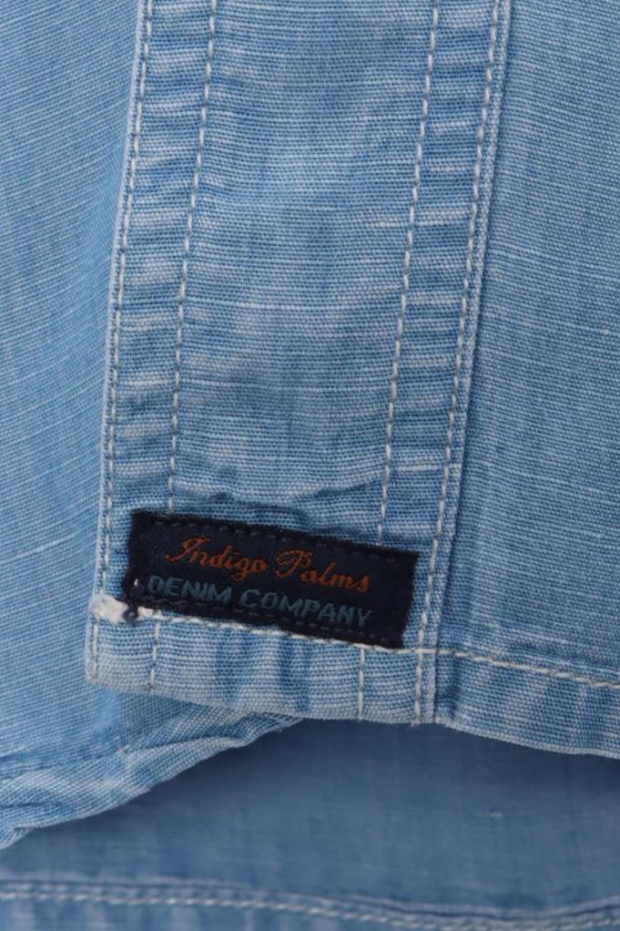 INDIGO PALMS Denim Company Short Sleeve Linen Blend Shirt (M)