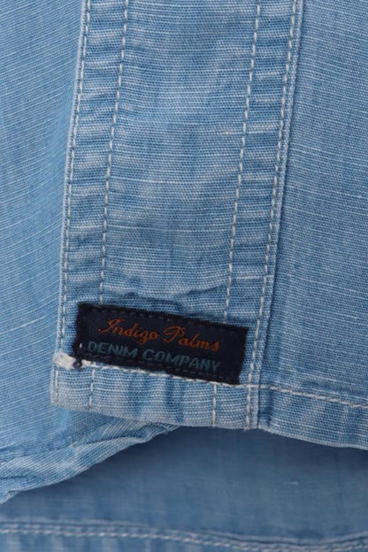 INDIGO PALMS Denim Company Short Sleeve Linen Blend Shirt (M)