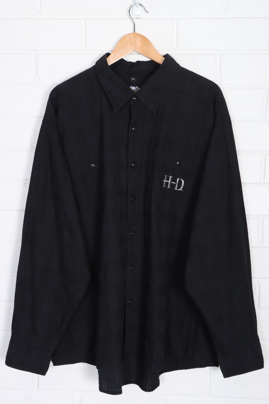 HARLEY DAVIDSON Embroidered Front Back Embossed Plaid Shirt (3XL)