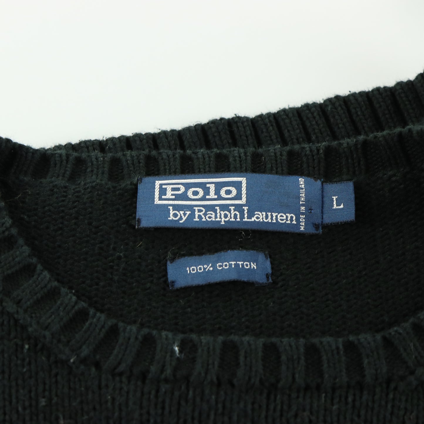 RALPH LAUREN POLO 100% Cotton Black Knit Sweater (L)