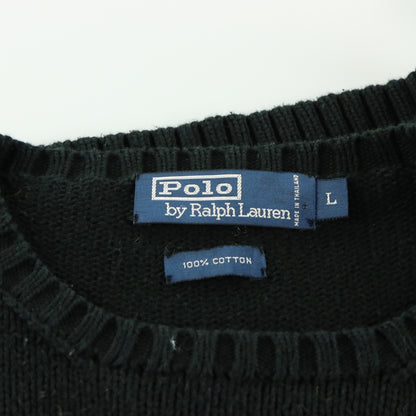 RALPH LAUREN POLO 100% Cotton Black Knit Sweater (L)