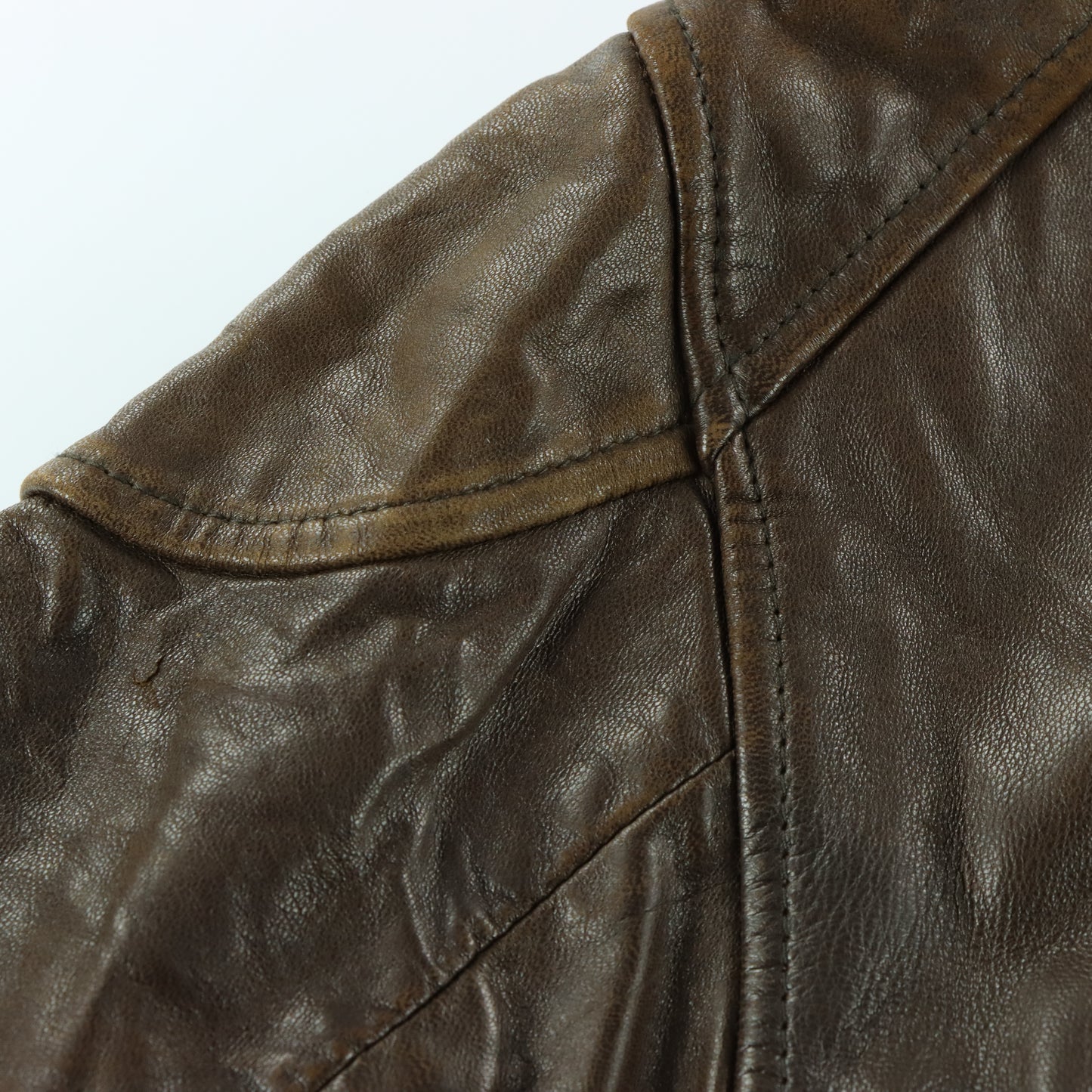SEAN JOHN Brown Detailed Genuine Leather Zip-Up Jacket (M-L)