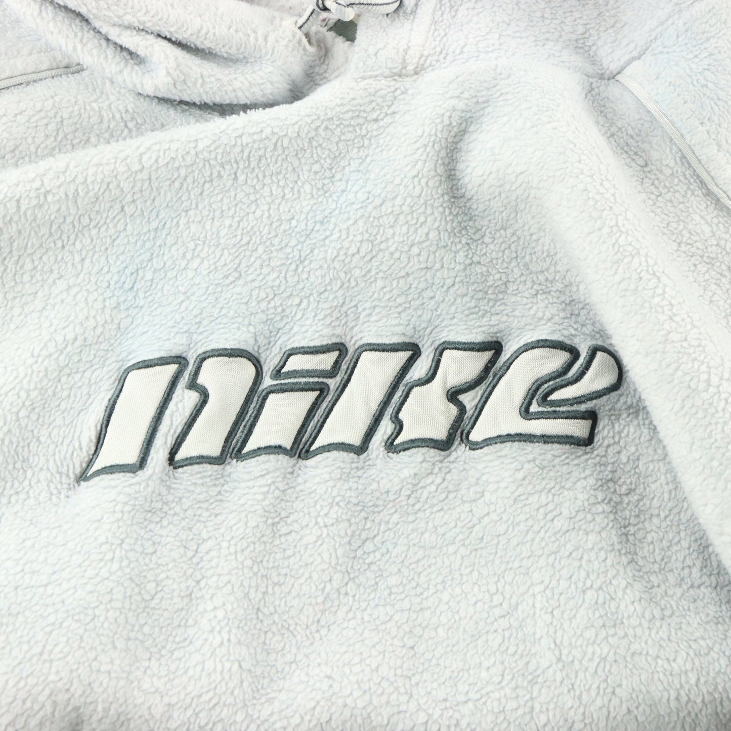 NIKE Vintage Embroidered Spell-Out Logo Grey Fleece Hooded Sweatshirt (XL)