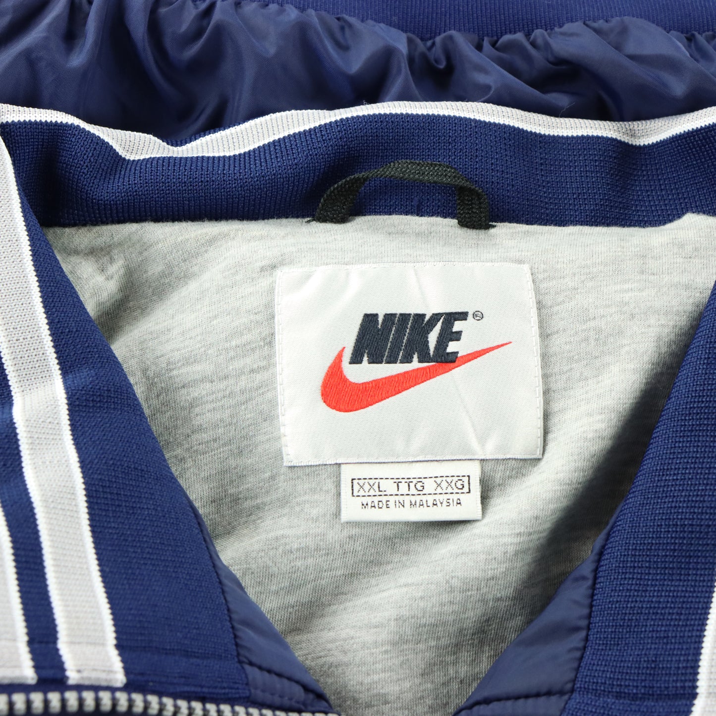 NIKE Embrodiered Swoosh Spell-Out Navy Short Sleeve Lined Windbreaker Pullover (XXL)