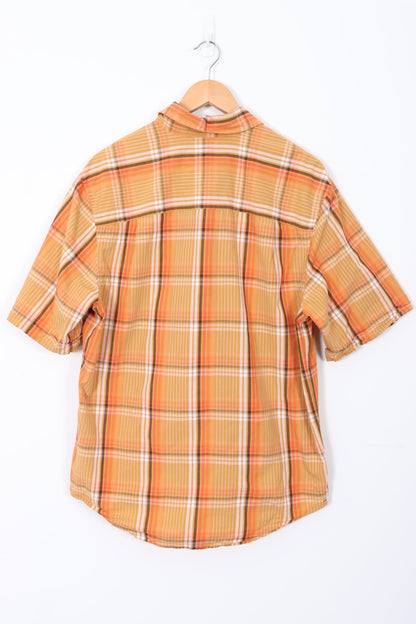 TIMBERLAND Orange Plaid 'Loose Fit' Short Sleeve Shirt (S-M)