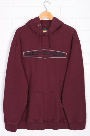 HARLEY DAVIDSON Embroidered Spell Out Logo Burgundy Hoodie (3XL)
